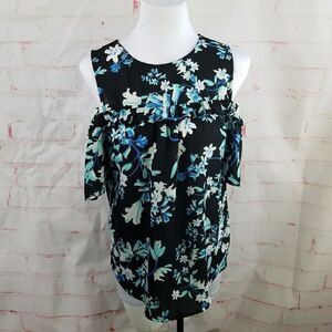 3/$25 Lily White floral cold shoulder top small
